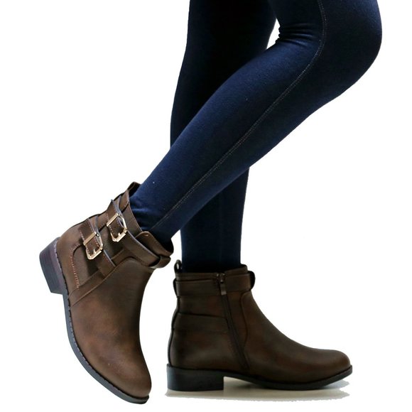 BRAND NEW NEVER WORN Brown Ankle Boots with Buckle Detail - Picture 4 of 4